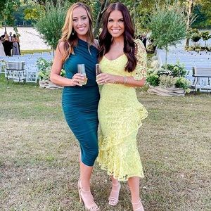 Lulus yellow lace midi dress